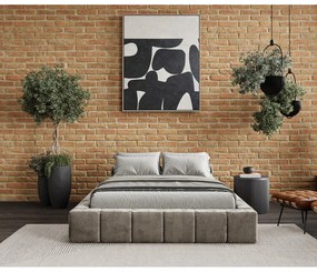 Letto matrimoniale imbottito beige con spazio contenitivo e rete 160x200 cm Aruba L - Maison de Rêve