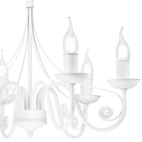 Lampadario a sospensione con catena DONATO 6xE14/40W/230V bianco