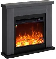 Caminetto Fuego Paolo Gris 1500w a Parete Con Cornice Telecomando e Bruciatore 1500w Grigio Scuro