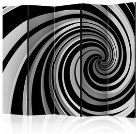 Paravento Swirl in bianco e nero II - abstrakcja w czarno-białych tonacjach