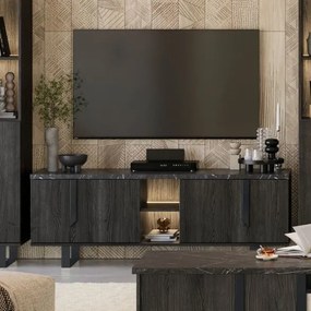 Mobile Porta TV 165 Cm A 4 Ante Palissandro Nero Zaira