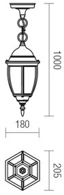 Redo 9607 - Lampadario da esterno a sospensione con catena SEVILLA 1xE27/42W/230V IP44 oro/patina