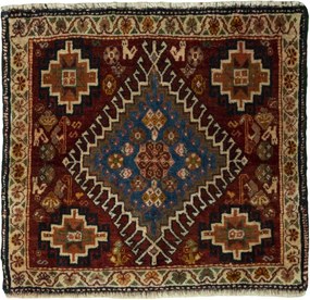 Shiraz Tappeto 60 x 60 Rosso (Iran) Annodato A Mano