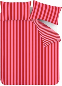 Set copripiumino e federa rosso/rosa per letto singolo 135x200 cm Stripe Tease – Sassy B