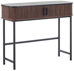Tavolino consolle legno scuro e nero 100 X 35 cm JOSE Beliani