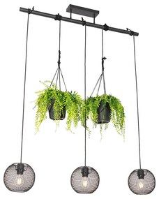 Lampada a sospensione industriale nera 3 luci - Flor