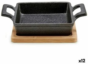 Casseruola per Servire le Tapas Marrone Nero Bambù Ferro 19 x 5 x 14 cm (12 Unità)