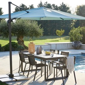 Ombrellone decentrato grigio Aura NATERIAL L 286 x 286 cm con telo turchese