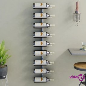 vidaXL Portavini da Parete per 9 Bottiglie Bianco in Ferro