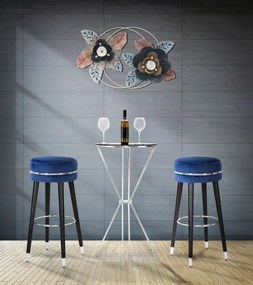 SGABELLO BAR PARIS BLU/SILVER CM Ø 35X74