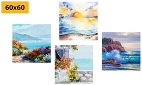Set di quadri – Vista sul mare in imitazione di pittura