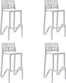 Sgabello bar impilabile alto H. seduta 75 cm TETI Bianco set 4 pezzi