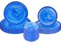 Servizio 18 piatti in vetro blu