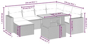 Set divano da giardino 8 pz con cuscini grigio in polyrattan