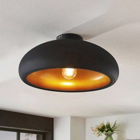 Lindby plafoniera Gerwina, nero/oro, metallo, 40 cm, E27