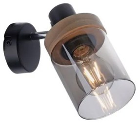 JUST LIGHT. 11311-18 -Faretto da parete PASQUAL 1xE27/40W/230V nero/albero di caucciù