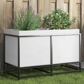 Fioriera Da Giardino Bianca 80x40x50 Cm Legno Massello Di Pino /
