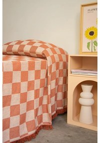 Copriletto matrimoniale beige e mattone 240x240 cm Terracota Checkerboard - Really Nice Things
