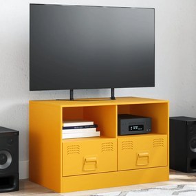 Mobili tv 2 pz giallo senape 67x39x44 cm in acciaio