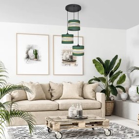 Lampadario a sospensione con filo HELEN 3xE27/15W/230V verde/oro