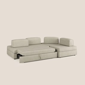 Liberty divano angolare con pouf estraibile e schienali movibili in tessuto morbido impermeabile T02