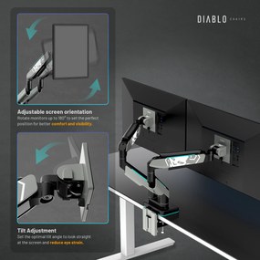 Supporto Doppio per Monitor da 49 Pollici Grigio e Nero RGB X-Arm Dual