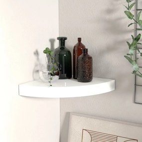 Scaffale Angolare A Parete Bianco Lucido 25x25x3,8 Cm İn Mdf /