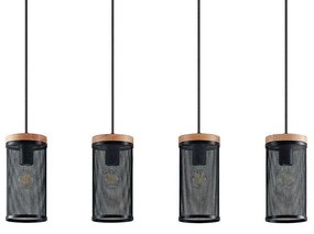 Lindby - Kiriya 4 Lampada a Sospensione Black/Wood Lindby