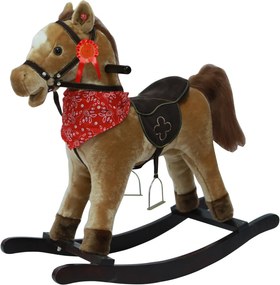 Cavallo a Dondolo per Bambini in Peluche con Suoni Marrone Chiaro...