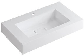 Lavabo a incasso rettangolare vasca centrale L 90.5 x H 15 x P 46 cm in resina bianco lucido