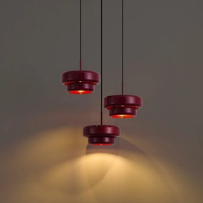 Lampada a sospensione retrò color prugna con paralume in metallo 3 luci - Ophelia