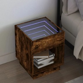 Comodino Con Led Infinity Rovere Marrone 40x40x50 Cm /