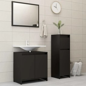 Set mobili da bagno 3 pz nero in truciolato