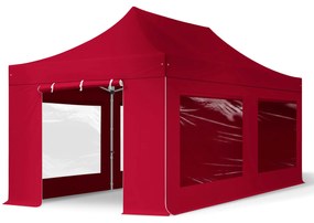 TOOLPORT 3x6m gazebo pieghevole PES con laterali (finestre panoramiche), PROFESSIONAL alluminio, rosso - (600224)