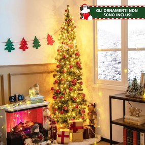 Costway Mezzo Albero di Natale con 450 punte di rami, Albero pre-illuminato con 150 luci LED supporto metallico