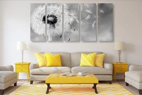 Quadri 5 pezzi – Dente di leone magico in bianco e nero