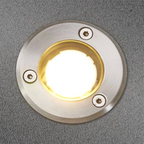 Lucande Lampada pavimento Kenan, a LED IP67, acciaio inox
