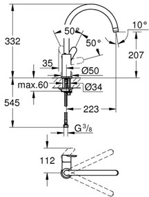 GROHE 31367001 - Miscelatore per lavello BAUEDGE 332 mm cromo lucido