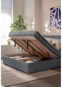 Letto matrimoniale imbottito blu con contenitore e rete inclusi 180x200 cm Thessa Bold – Bonami Selection