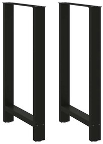 Gambe Per Tavolino Nero 2 Pz 60x(100-101) Cm Acciaio /