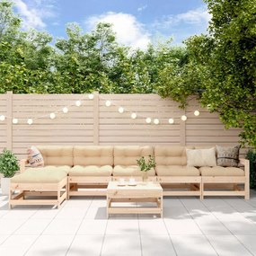 Set salotto da giardino 7 pz in legno massello di pino