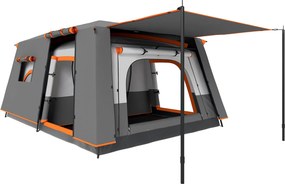 Tenda da Campeggio Impermeabile e UPF 30+ 430x305x195 cm per 4-6 Persone con 2 Stanze Grigio...