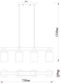 Globo 15555-4H - Lampadario a sospensione con filo LILA 4xE27/60W/230V