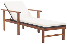 Sdraio Con Cuscino Polyrattan E Legno Massello Di Acacia Nera /