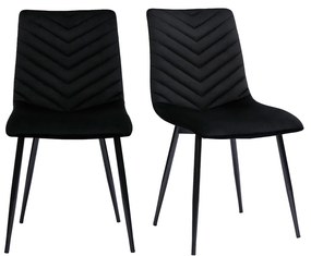 Sedie design in tessuto velluto nero e metallo nero (set di 2) PUMPKIN