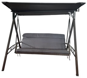 Dondolo da giardino grigio in rattan artificiale Rattan – Rojaplast