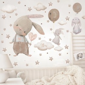 Coniglietti nel design marrone - adesivi per bambini | Inspio