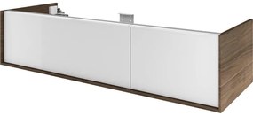 Mobile da bagno sospeso sotto lavabo L 135 x H 32 x P 48 cm noce laccato lucido, 1 cassetto SENSEA Neo