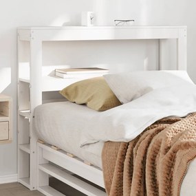 Testiera Con Ripiani Bianca 75 Cm İn Legno Massello Di Pino /