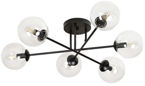 Lampadario da soffitto Brendi 6B Nero con sfere trasparenti E14
